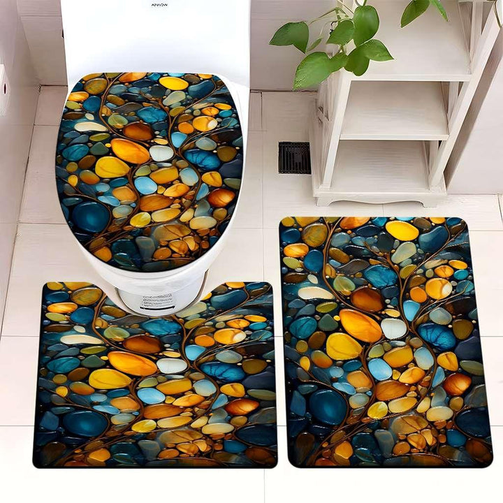 Decorative Rock and Butterfly Bathroom Mat Set Kalsten