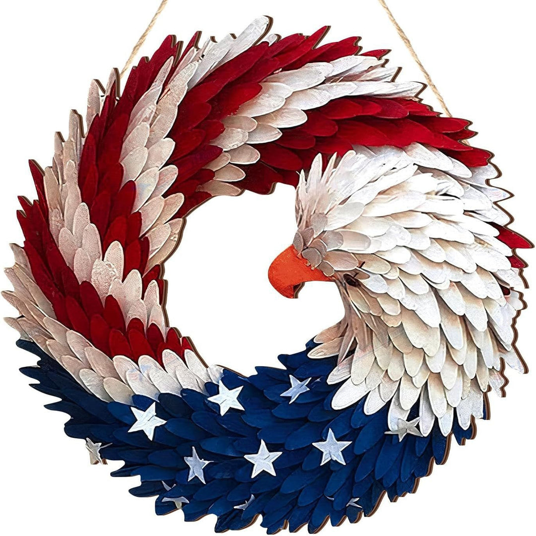 Unisex nan patriotic star wooden welcome wreath with jute hanger Kalsten