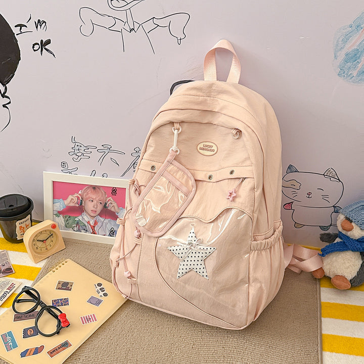 Stylish Multi-Pocket Star-Appliqué Backpack Kalsten