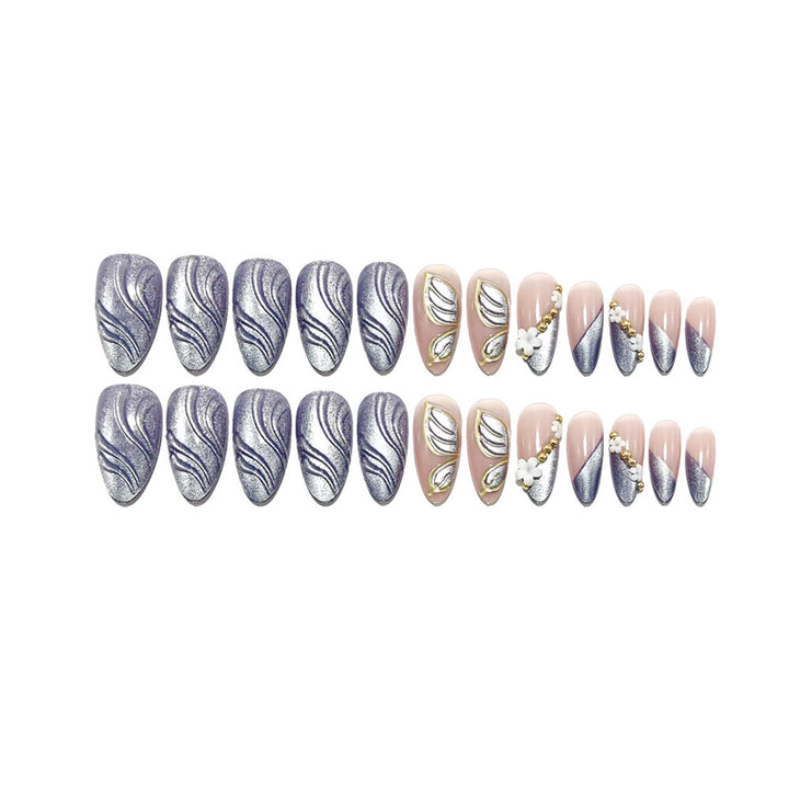 Artificial nails with elegant leaf look and floral design Kalsten