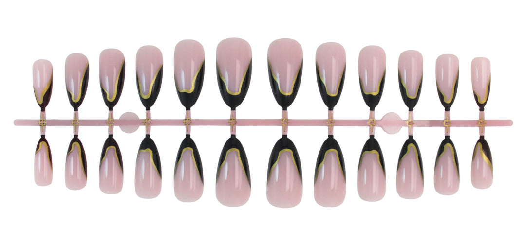 Acrylic nail set with elegant black-and-white lace accent Kalsten