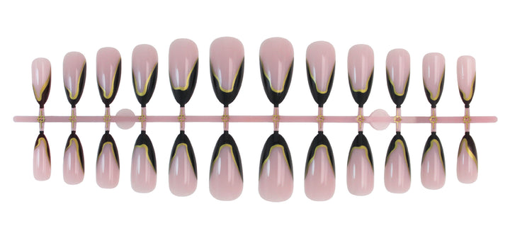 Acrylic nail set with elegant black-and-white lace accent Kalsten