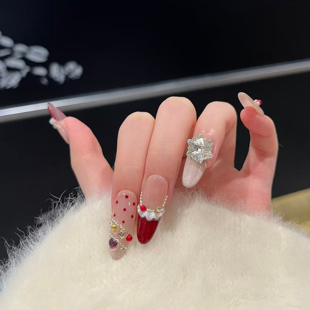 Glittery Press-On Nail Art Set with Snowflake Design Kalsten