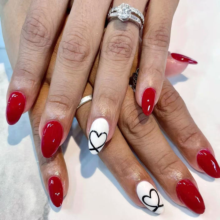 Heart-Themed Artistic Nail Design