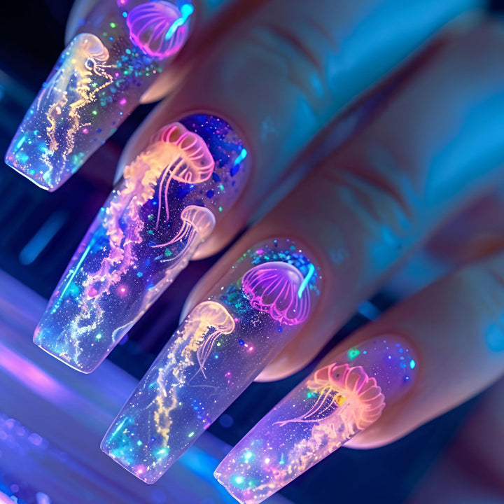 Gel Nail Art Design with Luminescent Jellyfish Kalsten
