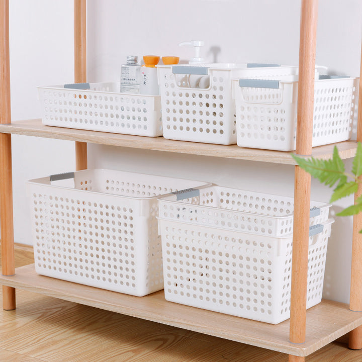 Ventilated storage box with handles and perforated design