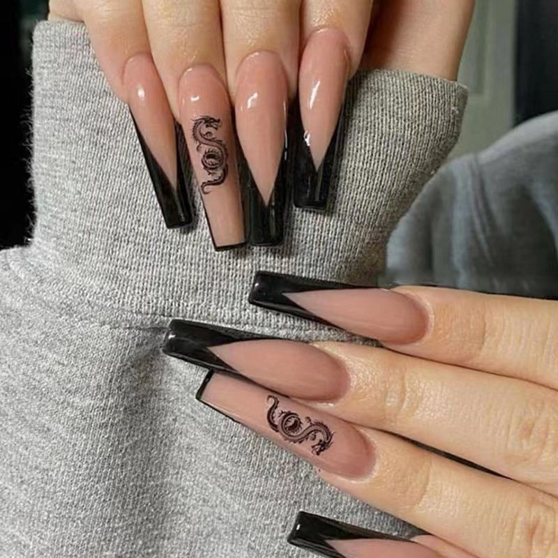 Stylish Long Coffin Press-On Nails Set