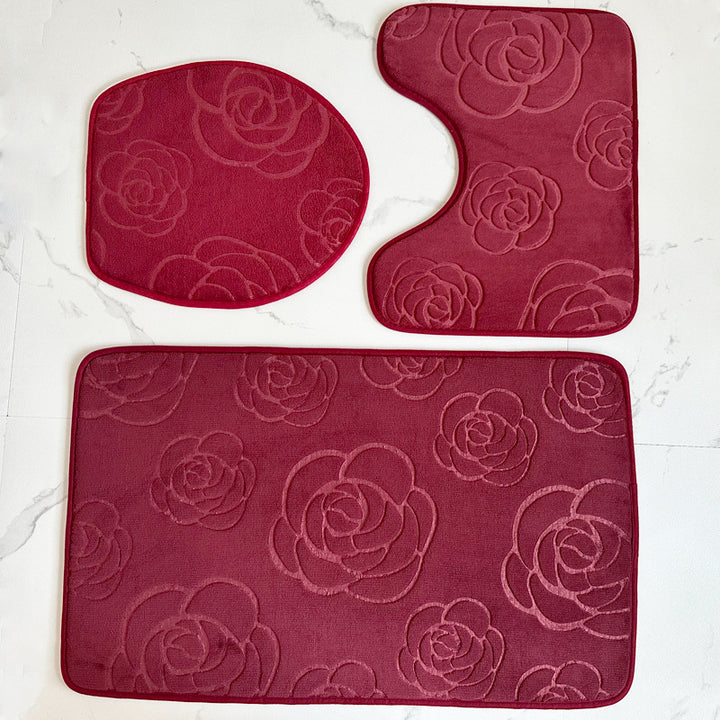 Rose Pattern Bath Mat Set Kalsten