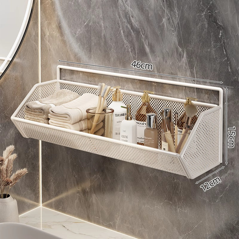 Wall-Mounted Mesh Bathroom Organizer Shelf