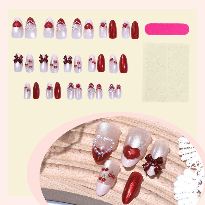 Artificial nail set with romantic heart and glitter decorations Kalsten