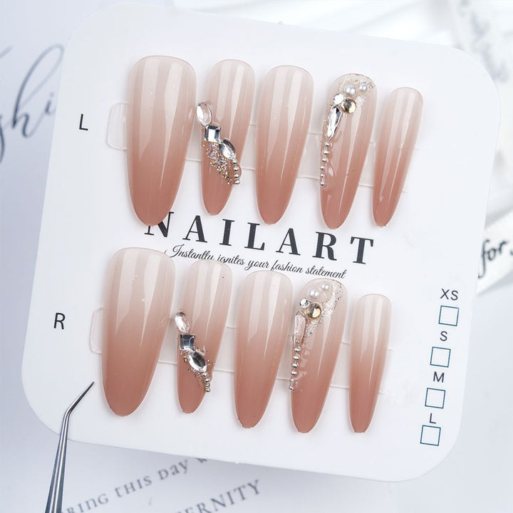 Artistic Press-On Nail Set with Unique Bow and Heart Accents Kalsten