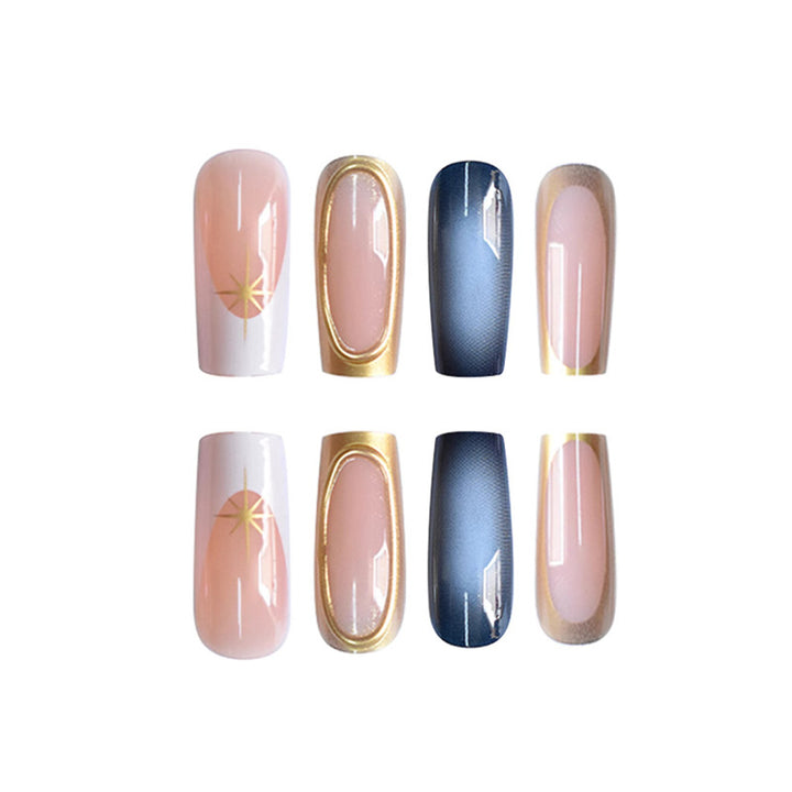 Premium Gradient Press-On Nails with Gold Accents Kalsten
