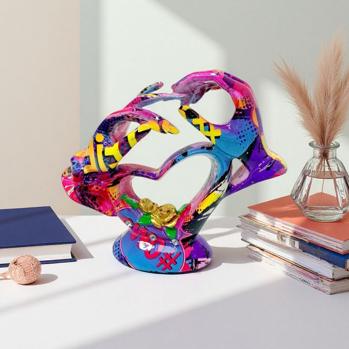 Artistic heart sculpture with intricate painting Kalsten