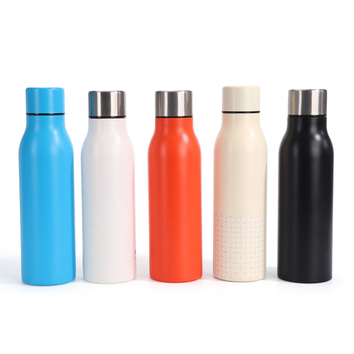 Double-Wall Vacuum Insulated Stainless Steel Slim Travel Bottle With Leakproof Screw Cap And Narrow Ergonomic Neck