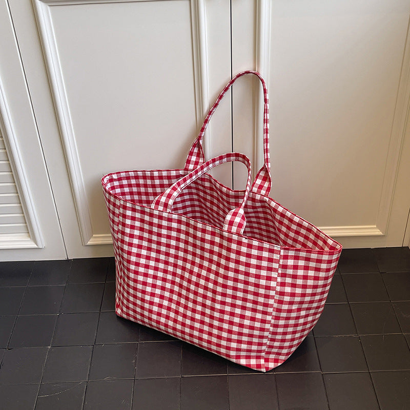 Stylish Checked Utility Tote Bag Kalsten