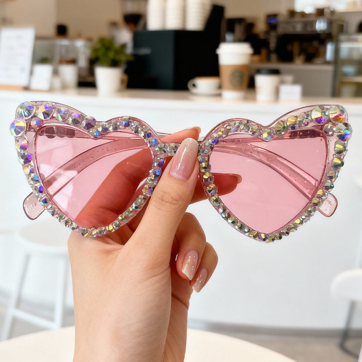 Rhinestone Heart-Shaped Sunglasses Kalsten