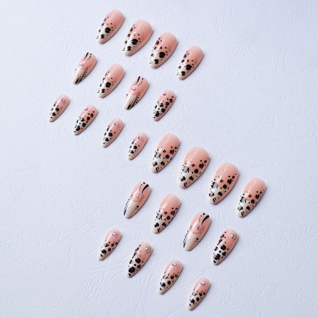 Artistic Leopard and Floral Nail Art Set