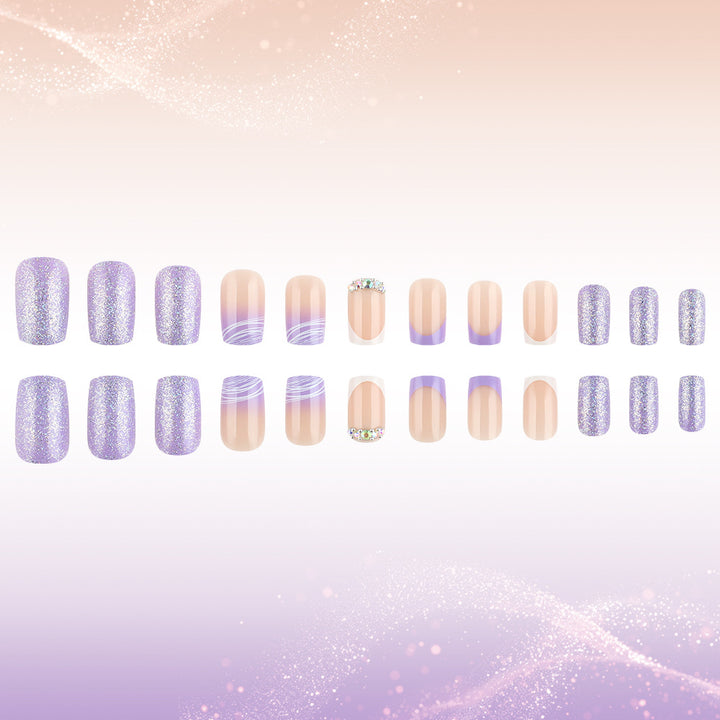 Elegant Press-On Nail Art Set with Glamorous Glitter Accents Kalsten