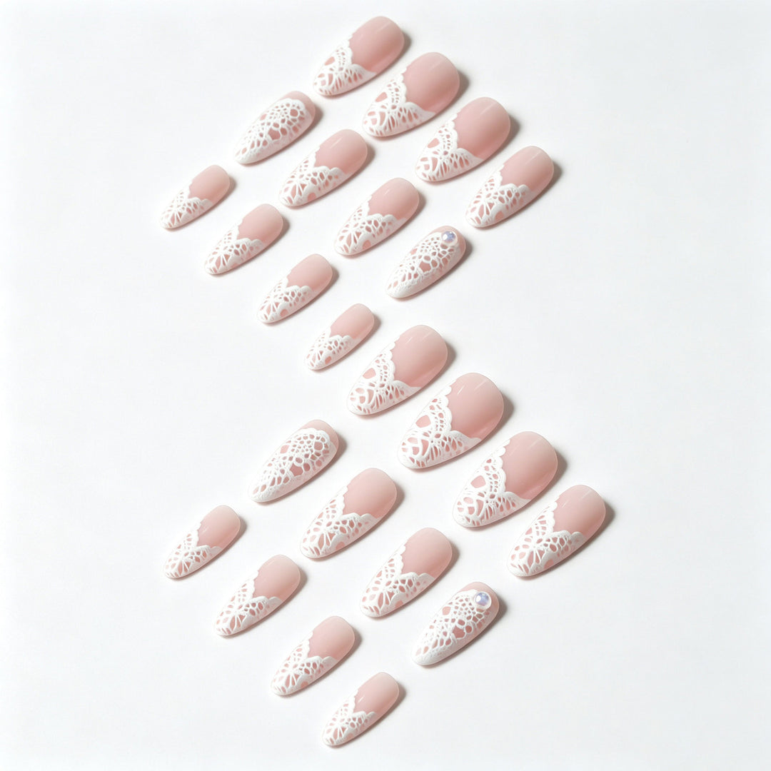 Elegant Lace-Detail Nail Art