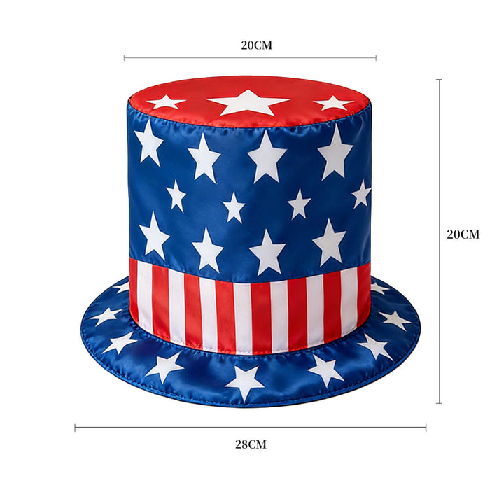 Unisex nan patriotic party top hat with all-over flag pattern and stable brim Kalsten