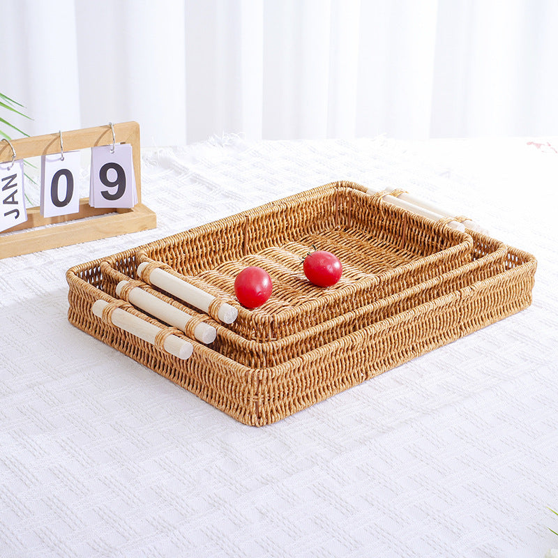 Rustic Woven Food Serving Tray Kalsten