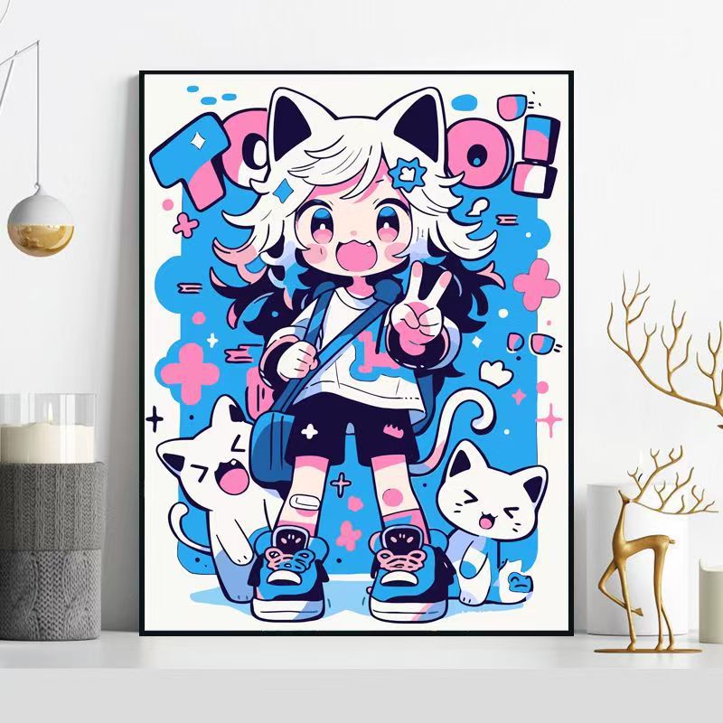 Whimsical Cat-Themed Illustration Wall Art Kalsten