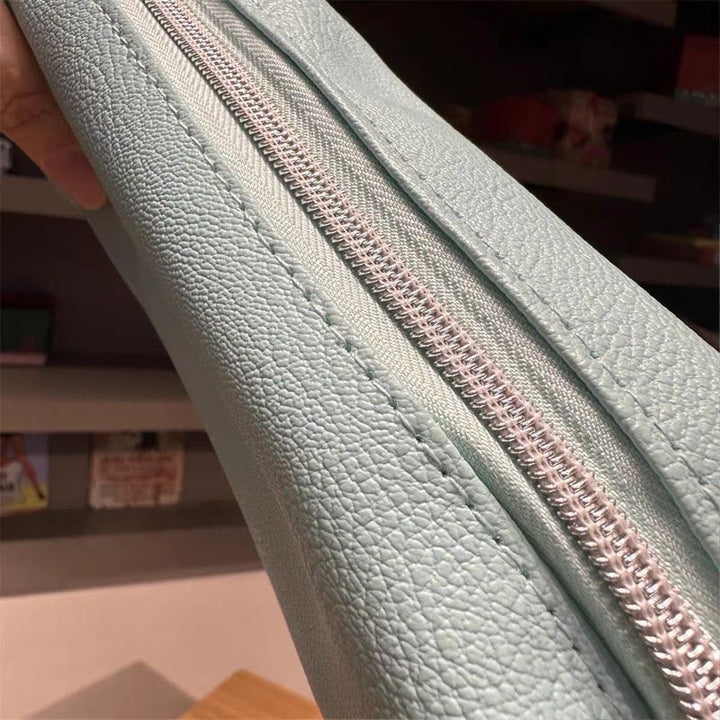 Textured Leather Zippered Pencil Case