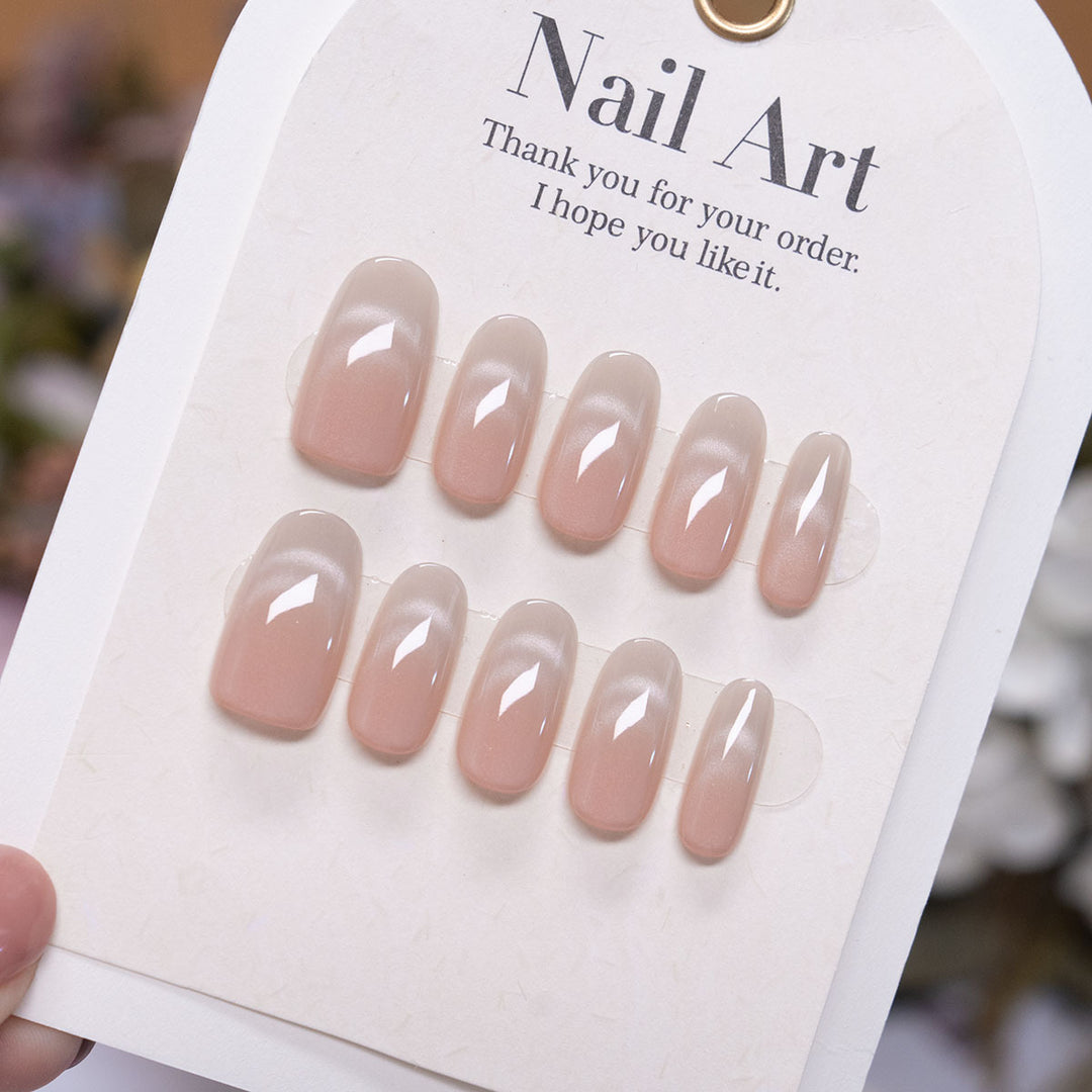 Natural Glossy Press-On Nail Set