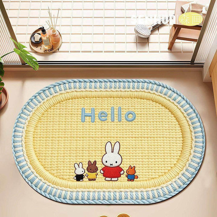Decorative Bunny-Themed Bath Mat