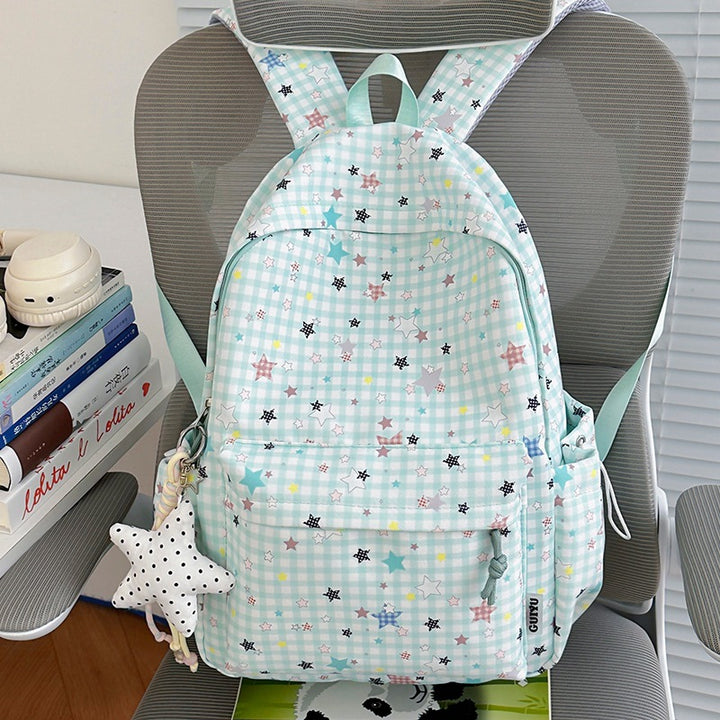 Stylish Checked Star-Patterned Backpack Kalsten