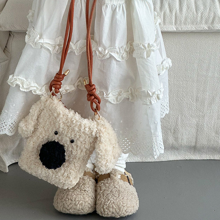 Cute Dog-Themed Plush Crossbody Bag