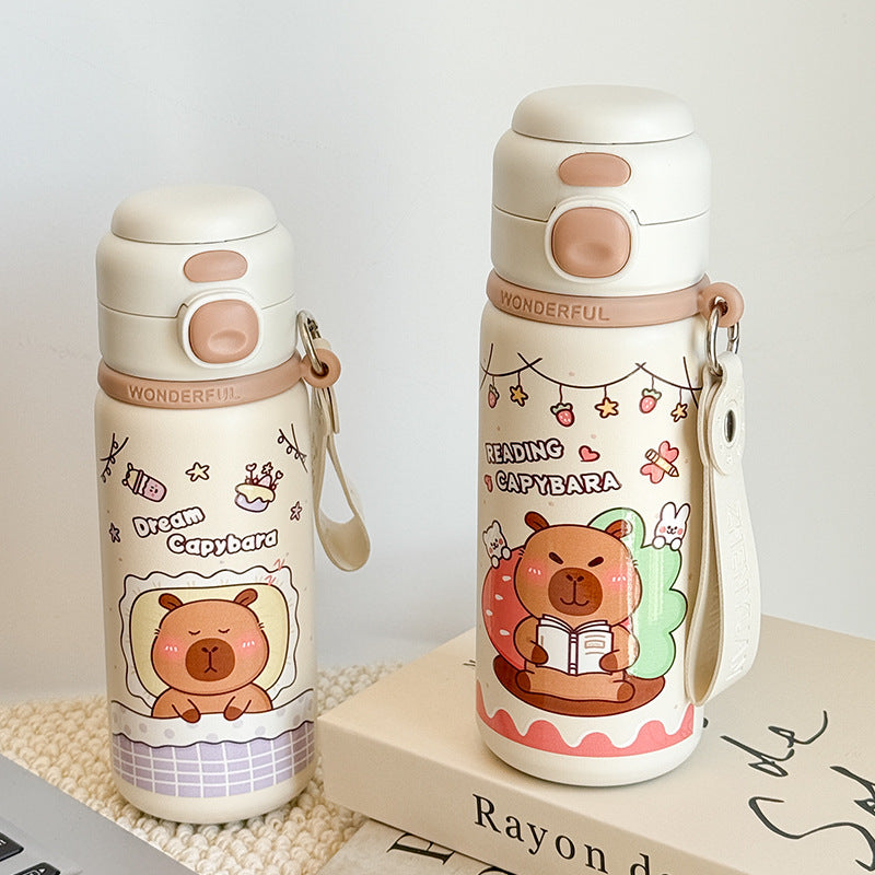 Women Insulated Drinking Bottle with Practical Carry Strap and Cute Bear Design Kalsten