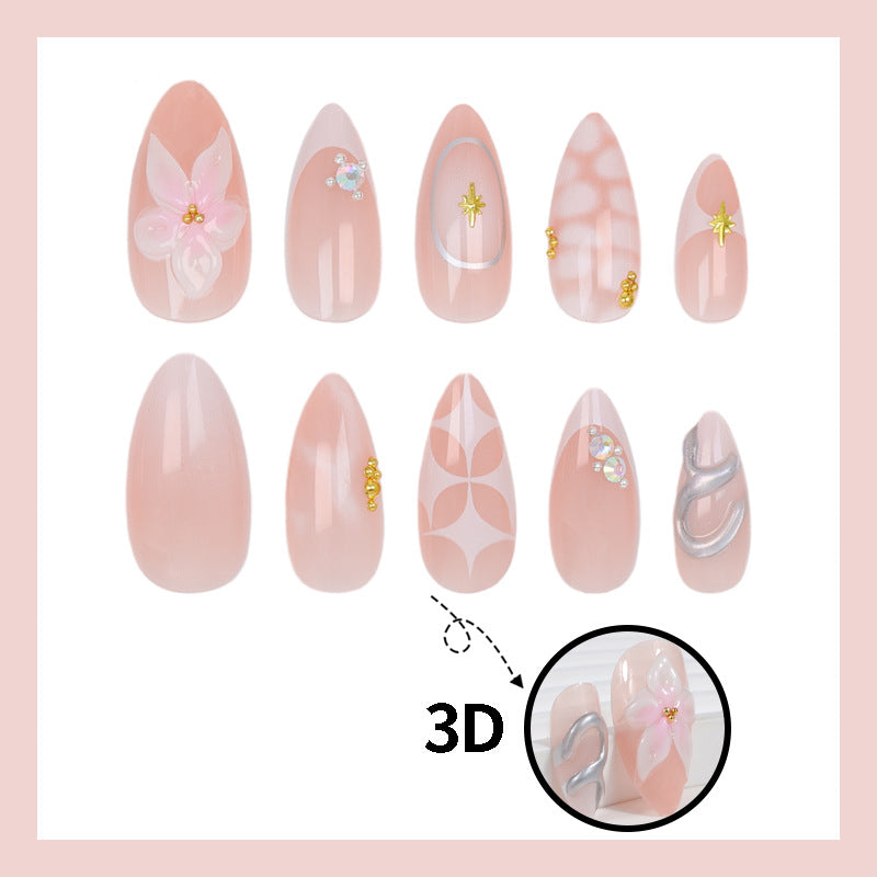 Acrylic nail set with romantic flowers and elegant design elements Kalsten