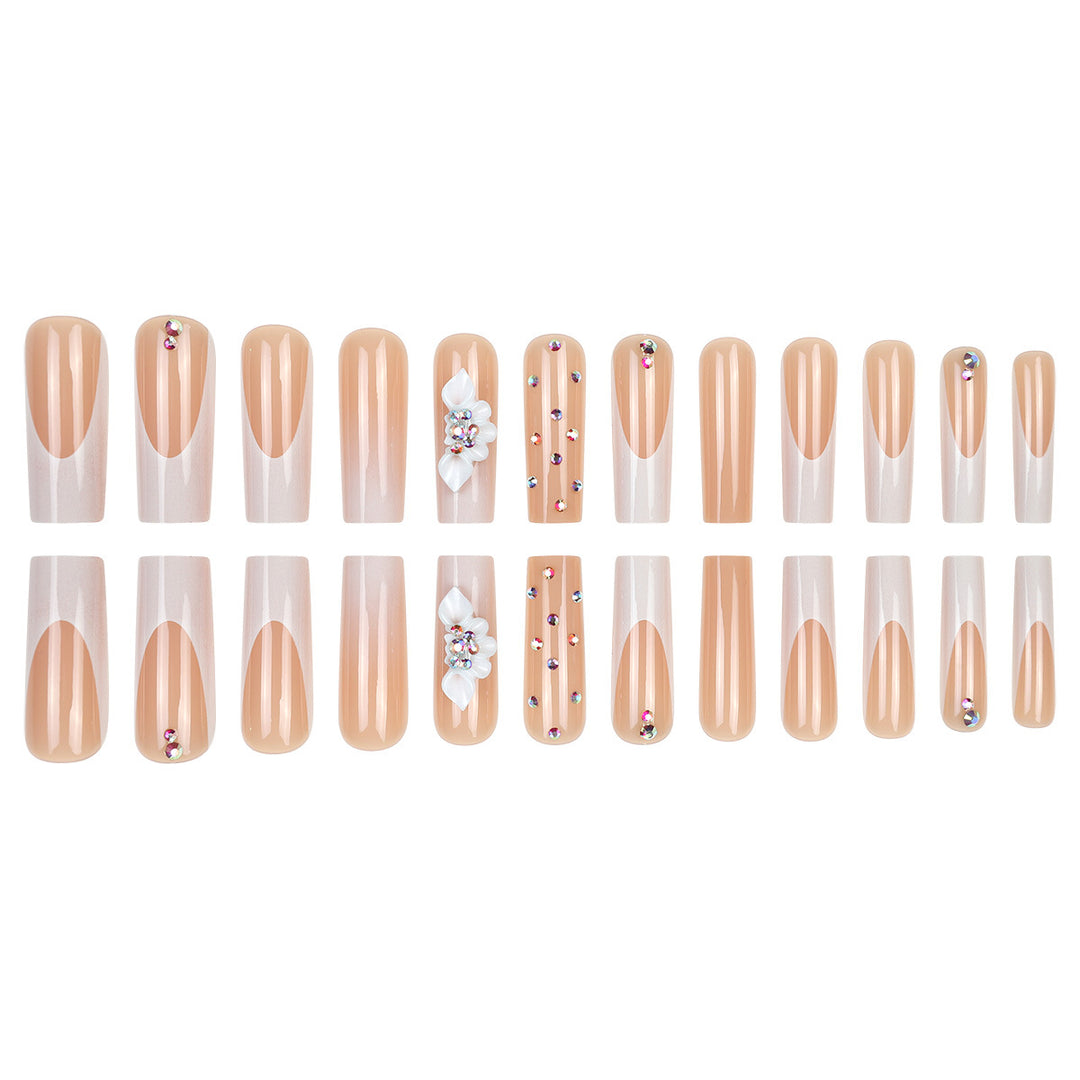 Decorative Press-On Nail Set with Floral Accents Kalsten