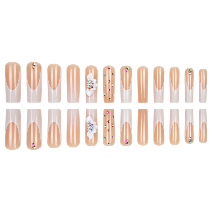Decorative Press-On Nail Set with Floral Accents Kalsten