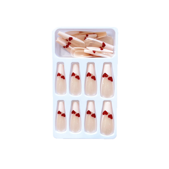 Heart-Decorated Press-On Nail Art Set