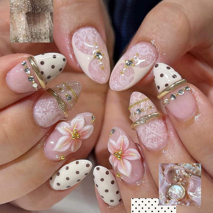 Glamorous Floral Press-On Nail Set Kalsten