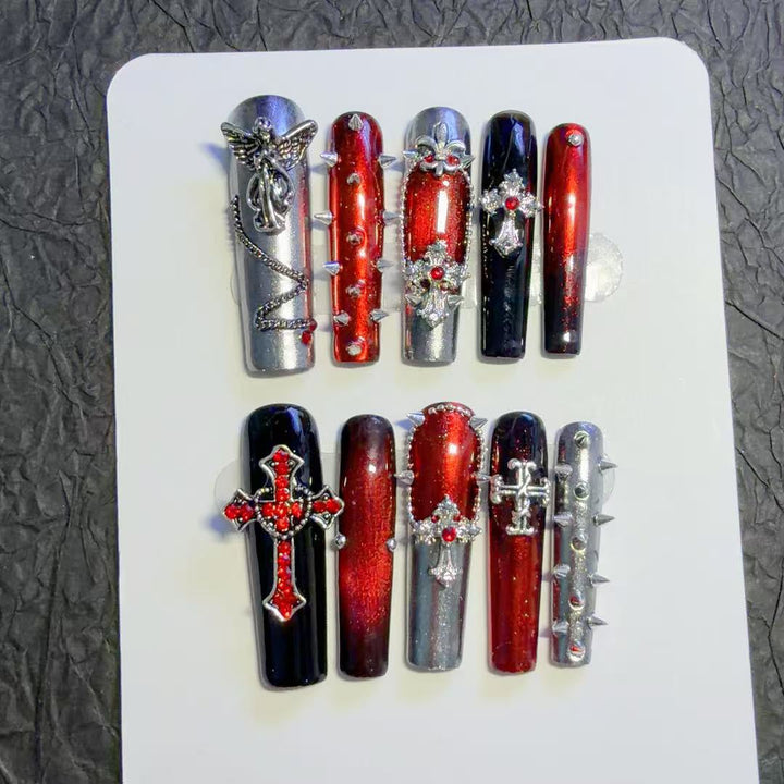 Gothic-Themed Decorative Press-On Nail Art Set