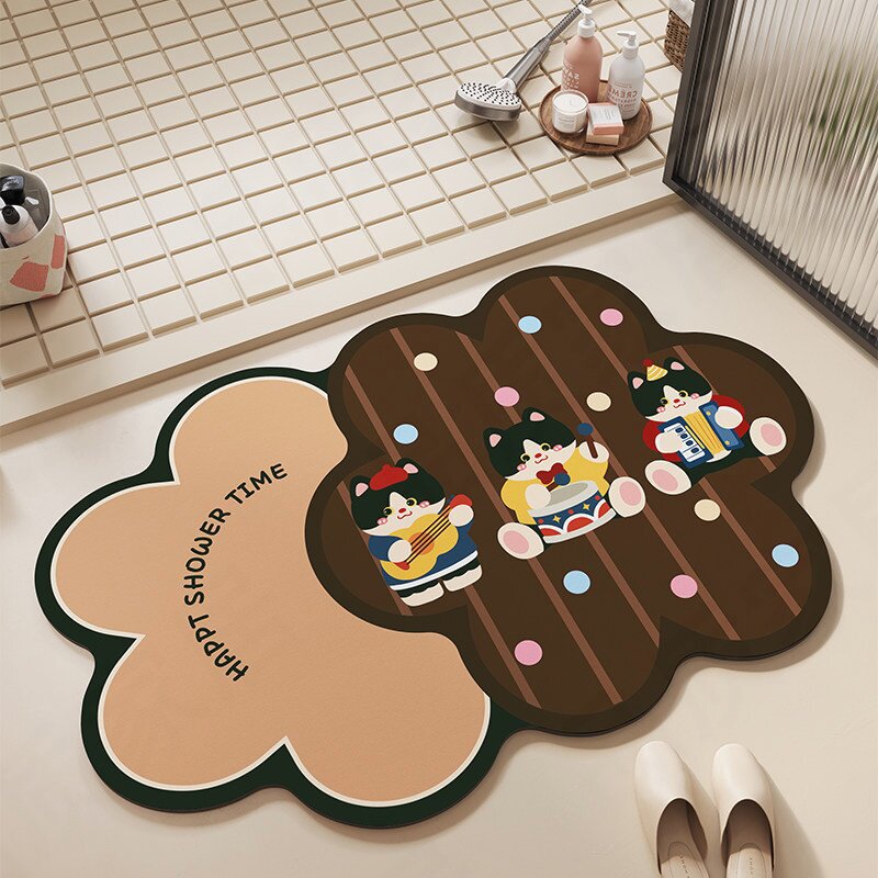 Playful Bear-Themed Plush Bath Mat