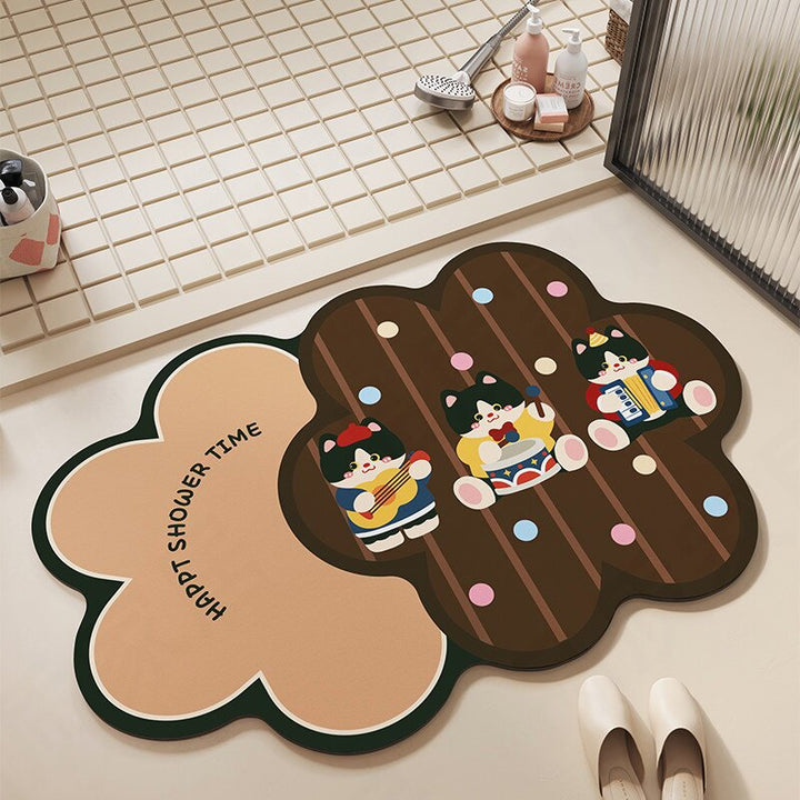 Playful Bear-Themed Plush Bath Mat