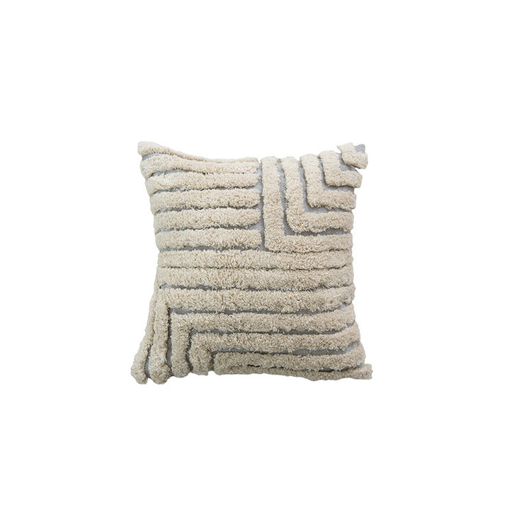 Square Textured Grid Tufted Decorative Throw Pillow Cover with Shaggy Raised Lattice