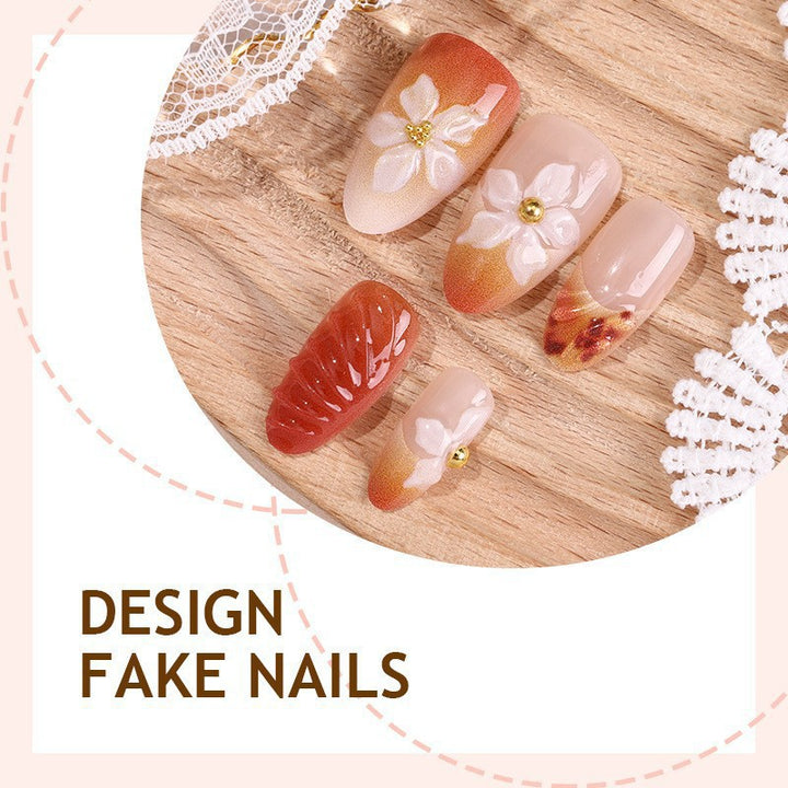 Artificial nail set with handcrafted flowers and elegant embellishments Kalsten