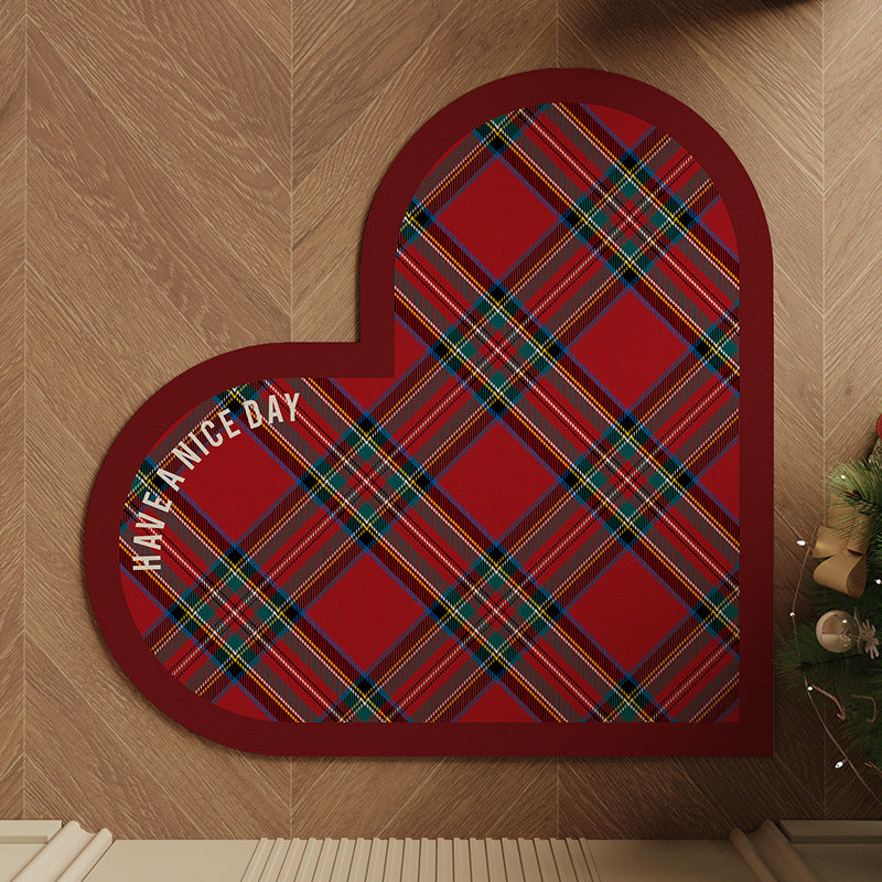 Heart-Shaped Plaid Bath Mat Kalsten