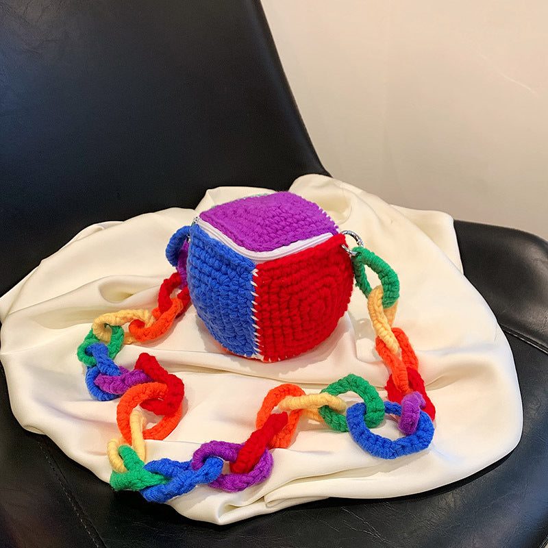 Colorful Geometric Crochet Mini Crossbody Bag