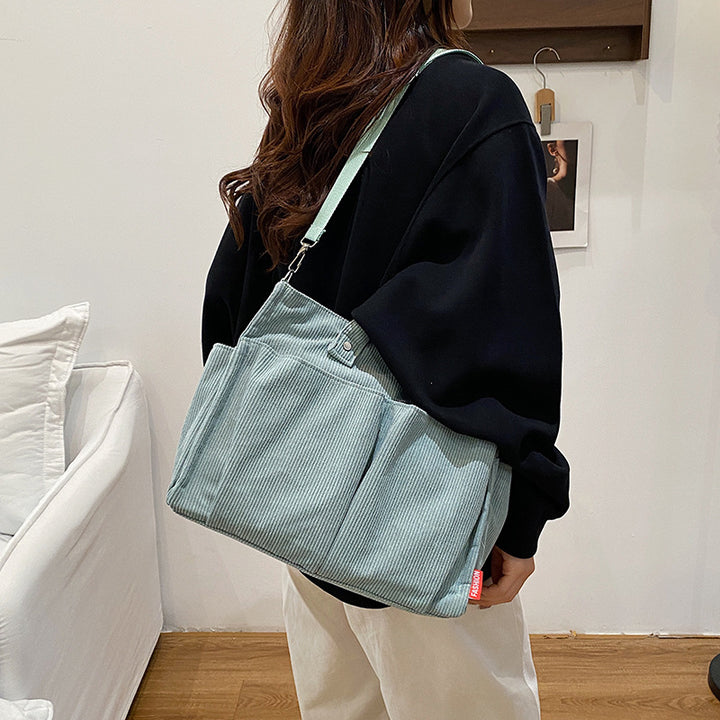 Corduroy Multi-Pocket Tote Bag Kalsten
