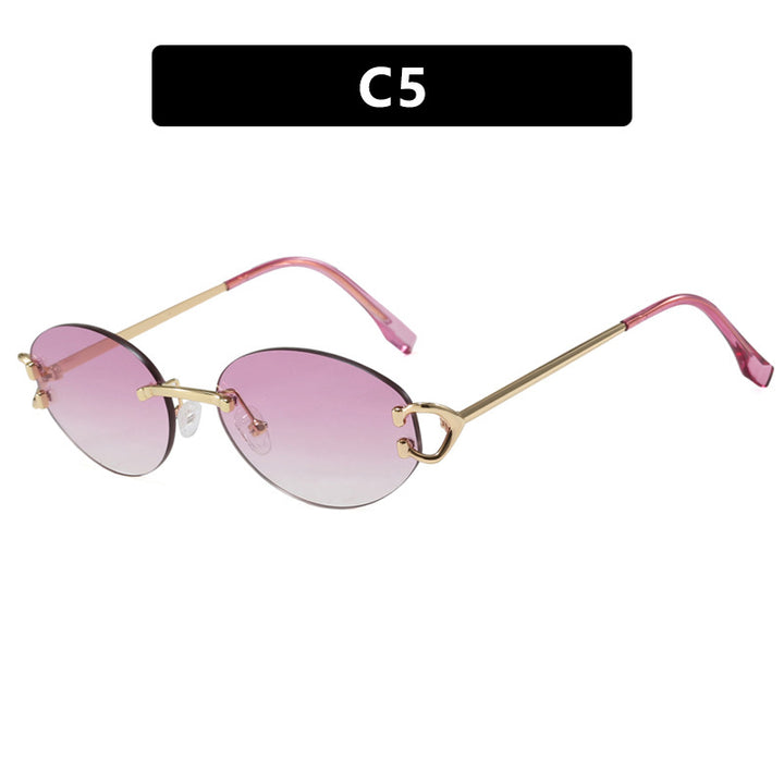 Women's elegant oval-shaped sunglasses with fashionable metal frame Kalsten