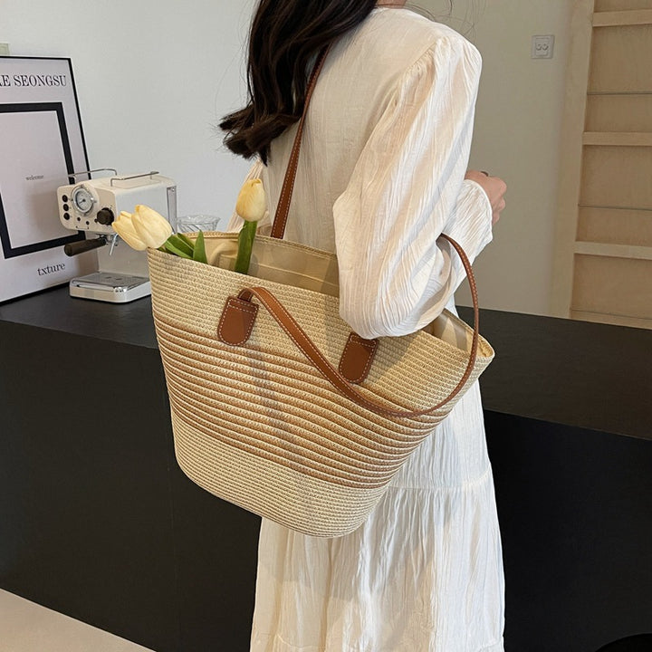 Spacious Woven Straw Tote