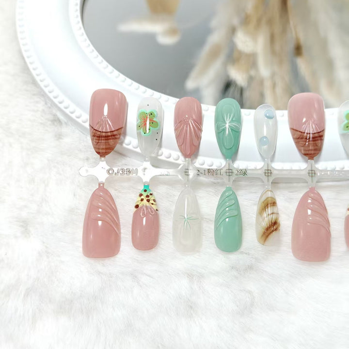 Artificial nails with elegant 3D flower and gradient design Kalsten
