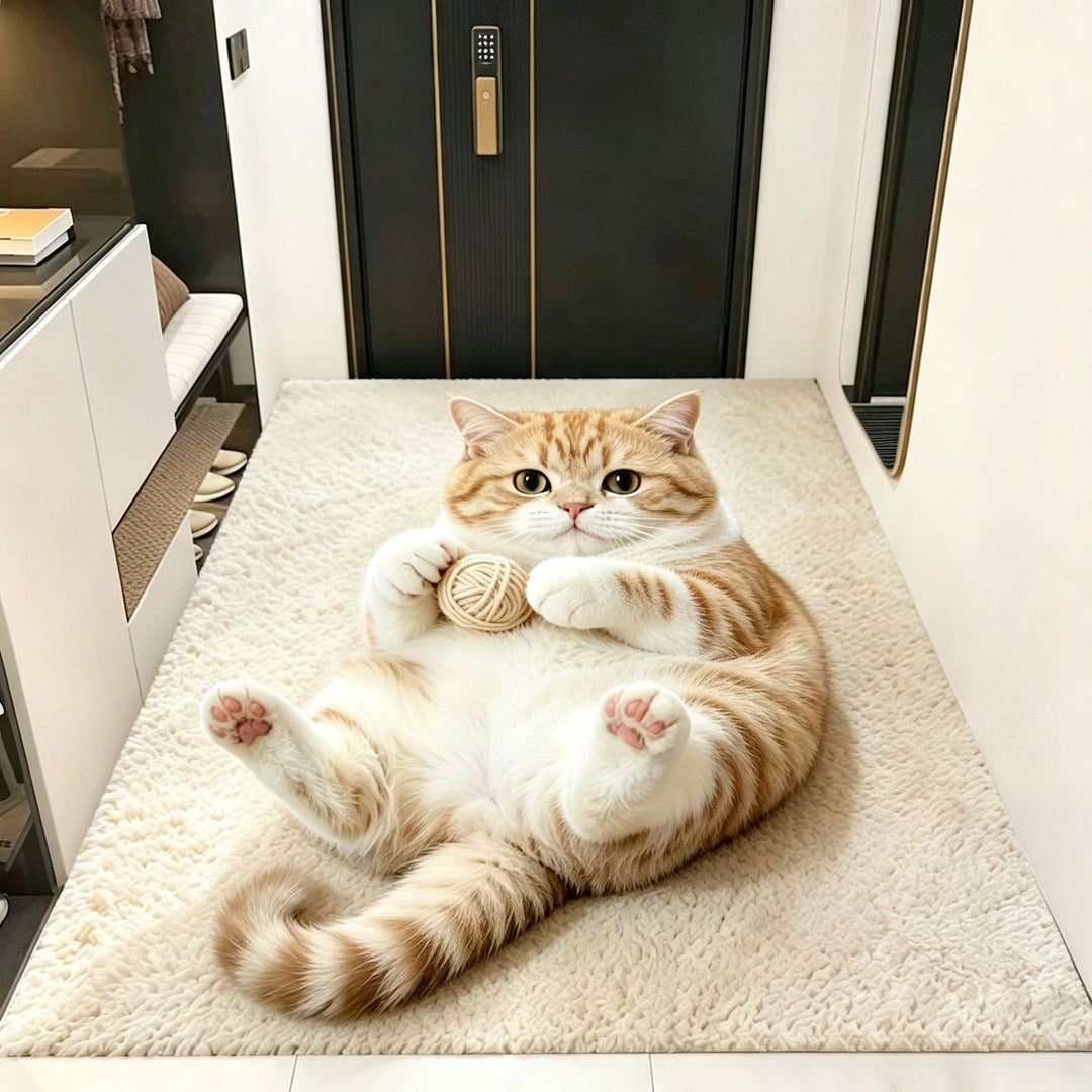 Plush Cat-Themed Area Rug