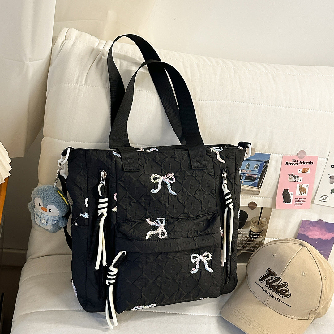 Embroidered Quilted Backpack Kalsten